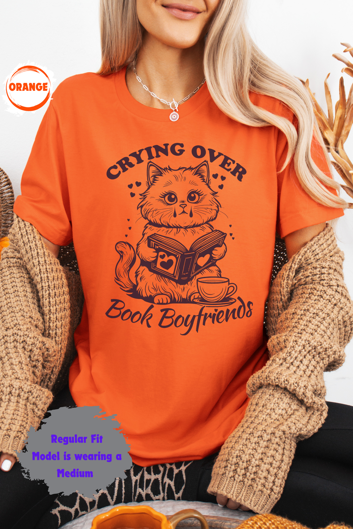 Crying over Book Boyfriends Cat Graphic Romance Reader