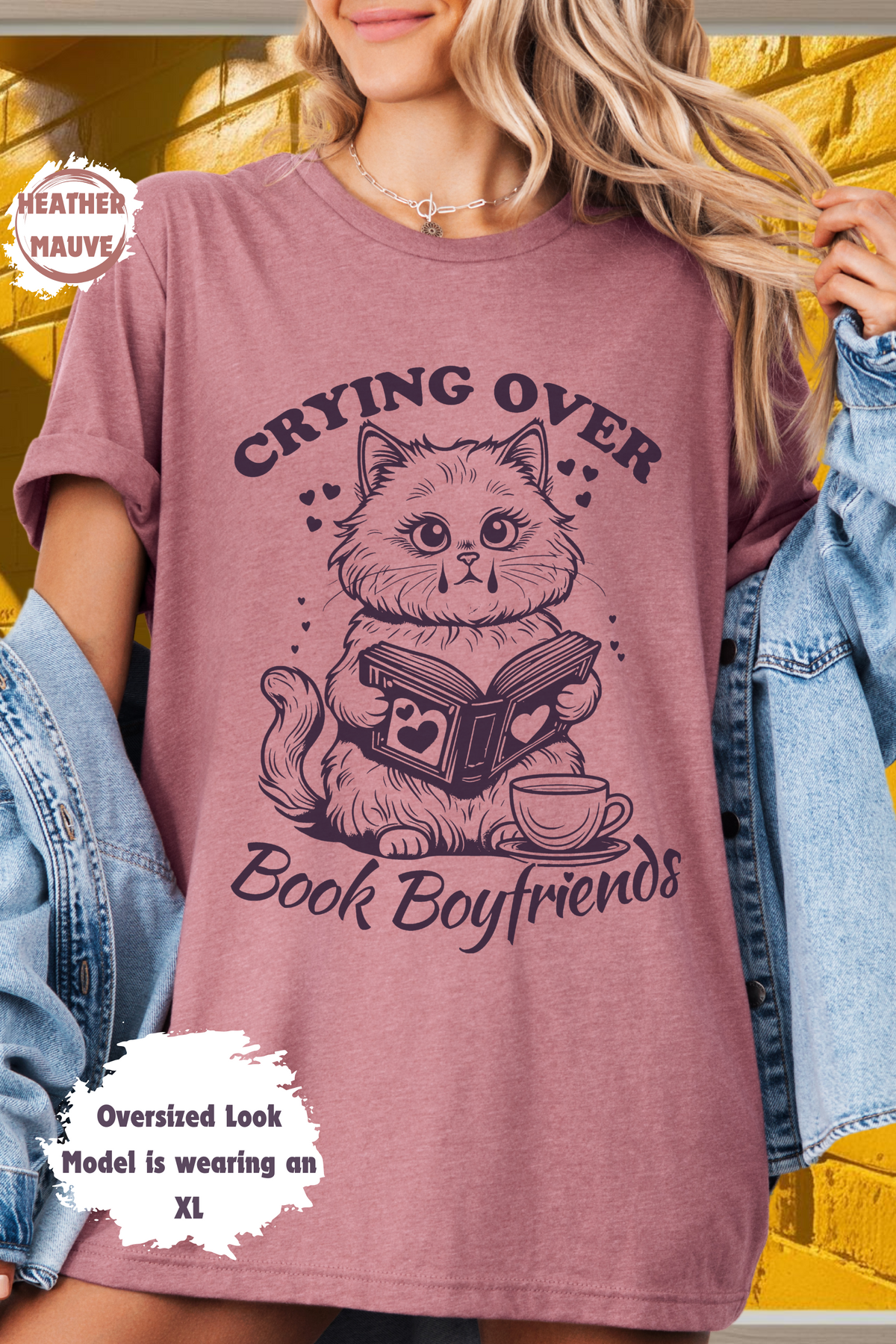 Crying over Book Boyfriends Cat Graphic Romance Reader