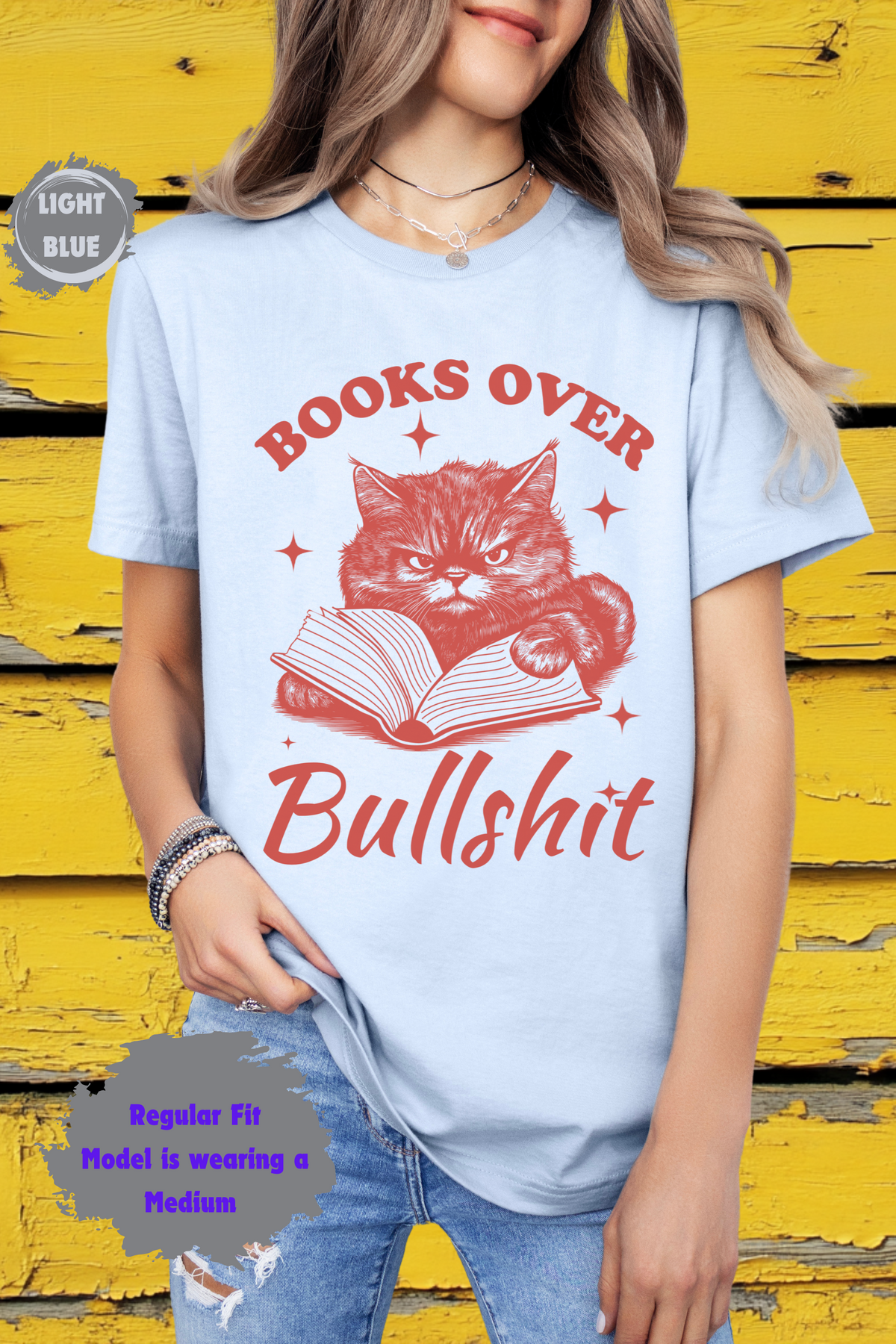 Cat Lovers Books over Bullshit Funny Literary Humor
