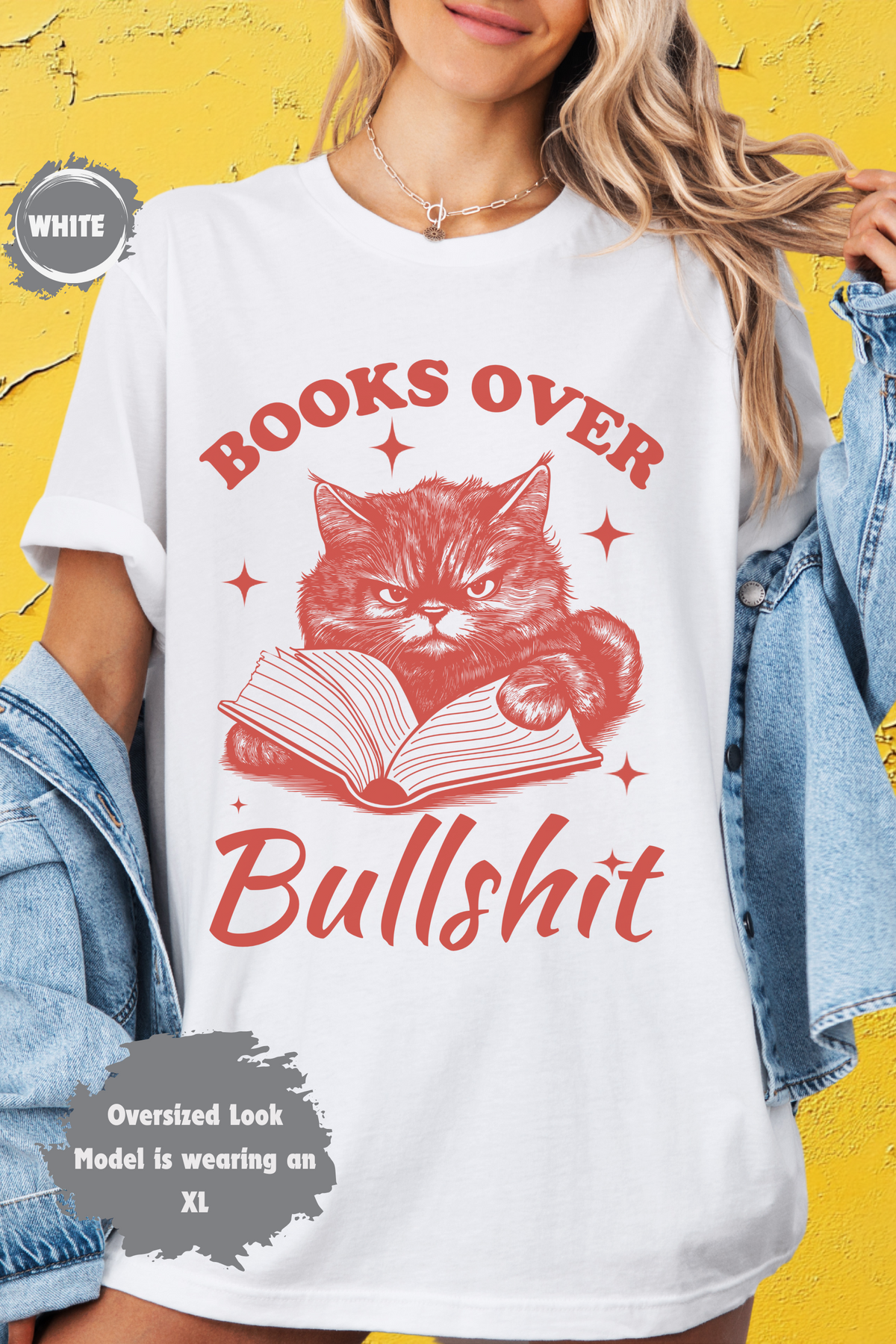 Cat Lovers Books over Bullshit Funny Literary Humor