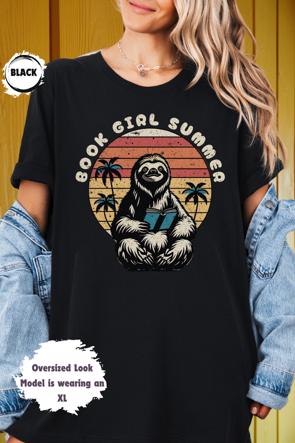Sloth Bookworm Summer Beach Sunset Palm Tree Vibes