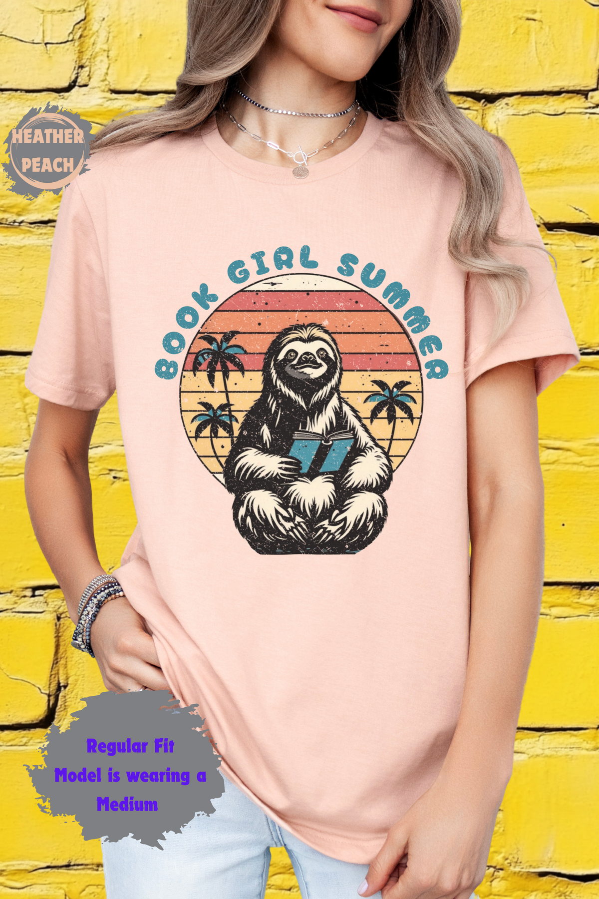 Sloth Bookworm Summer Beach Sunset Palm Tree Vibes