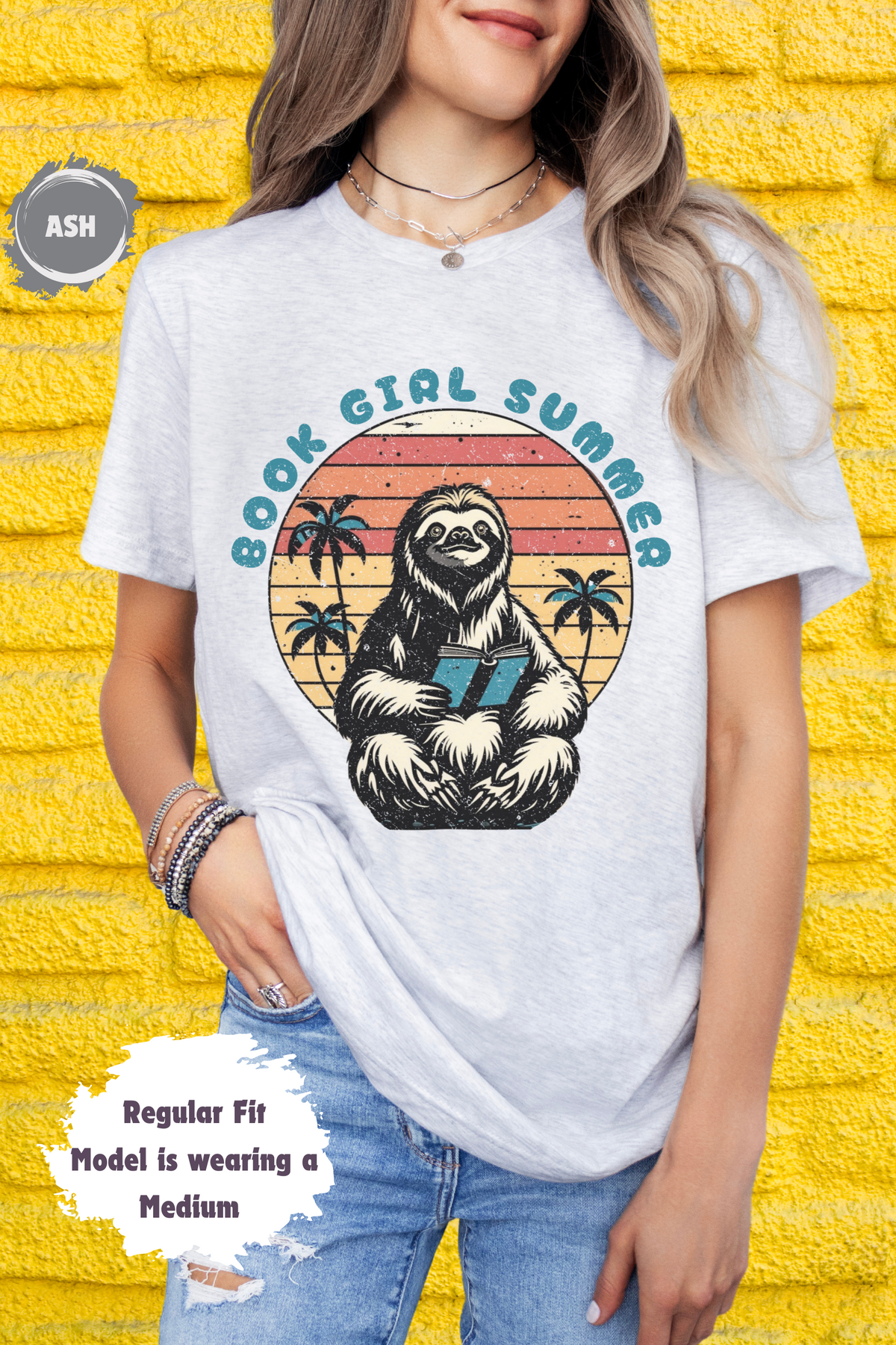 Sloth Bookworm Summer Beach Sunset Palm Tree Vibes
