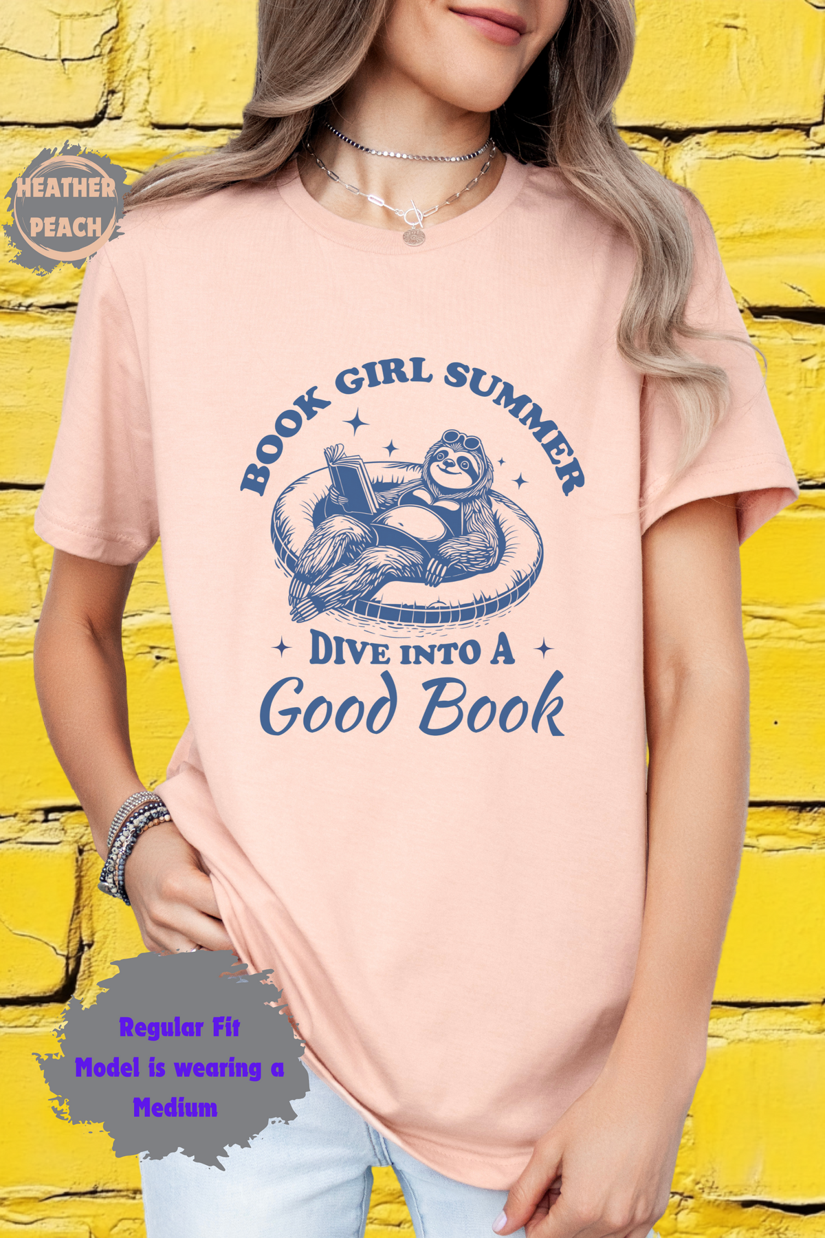 Cute Sloth Book Girl Summer Lazy Day Reading