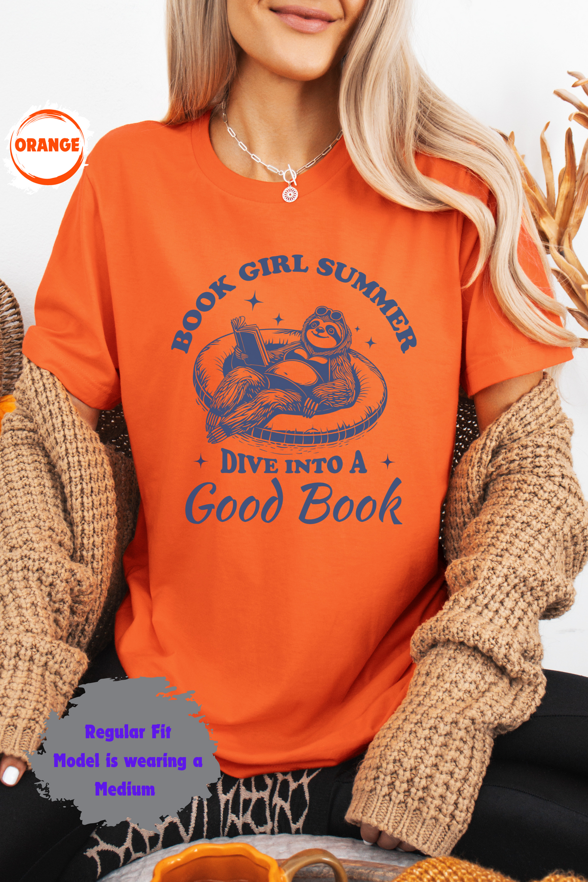 Cute Sloth Book Girl Summer Lazy Day Reading