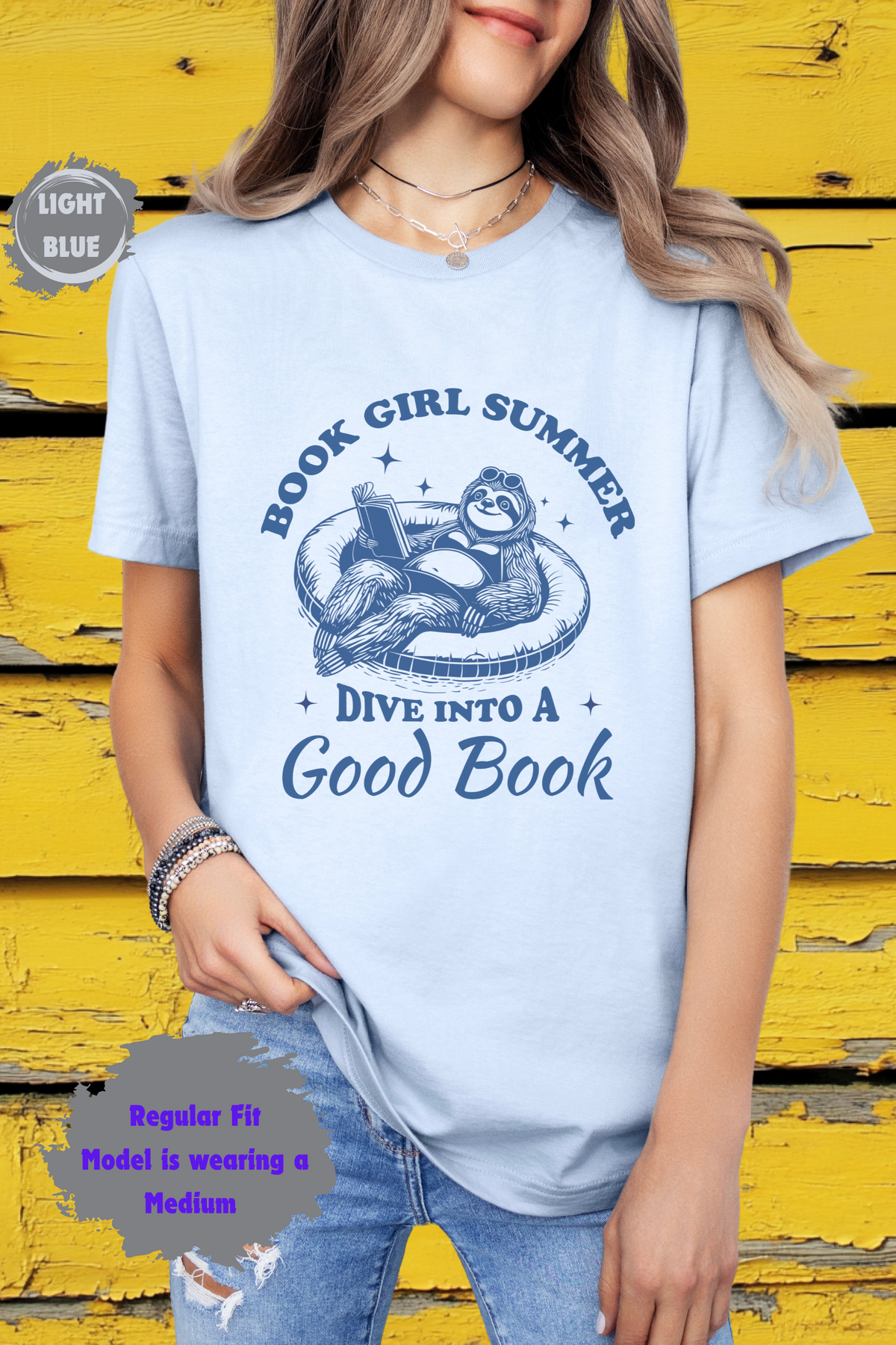 Cute Sloth Book Girl Summer Lazy Day Reading