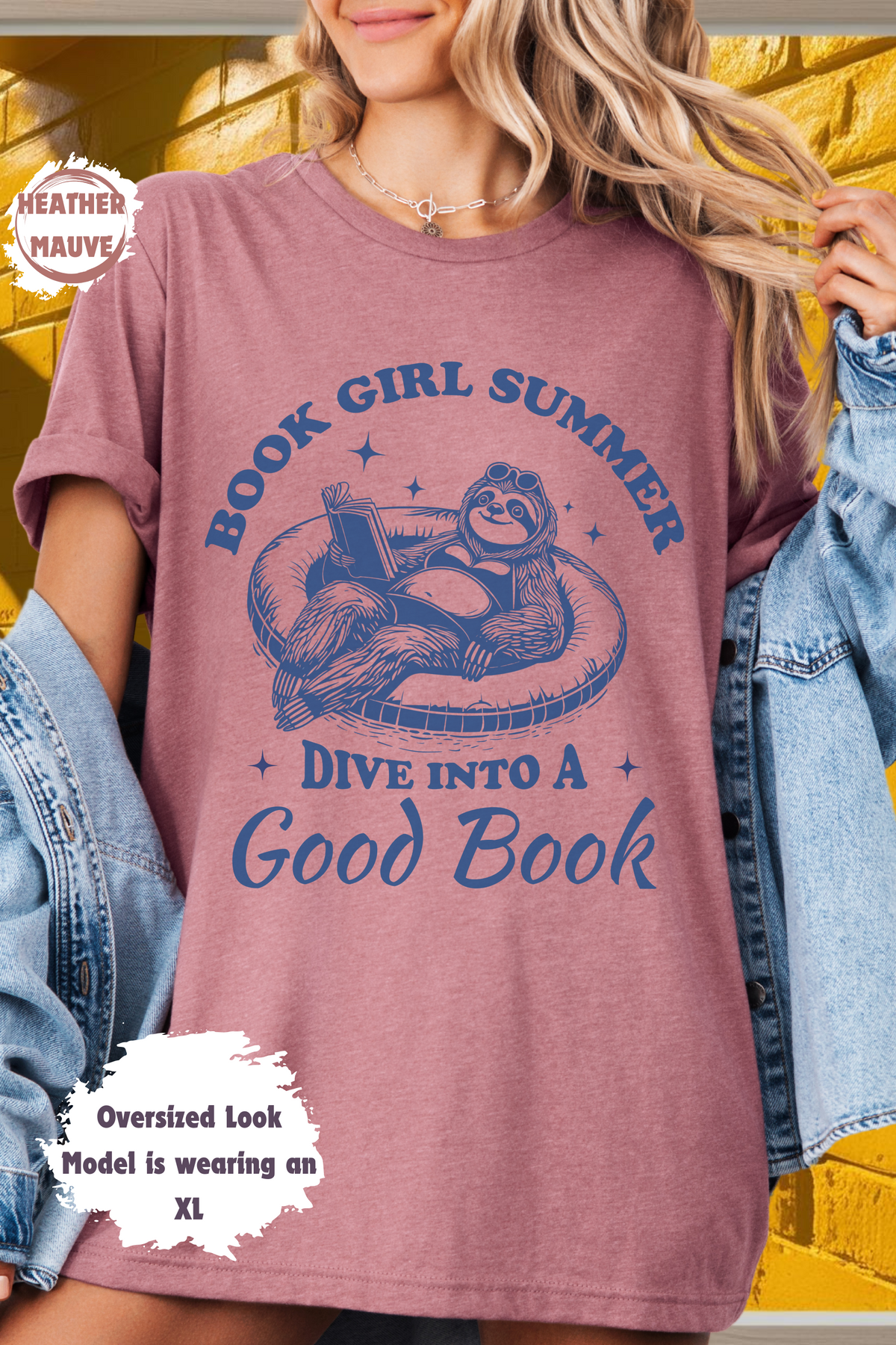 Cute Sloth Book Girl Summer Lazy Day Reading