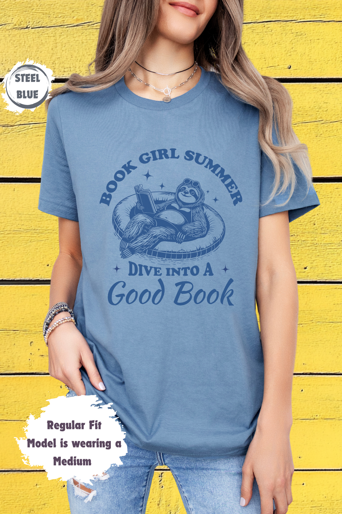Cute Sloth Book Girl Summer Lazy Day Reading