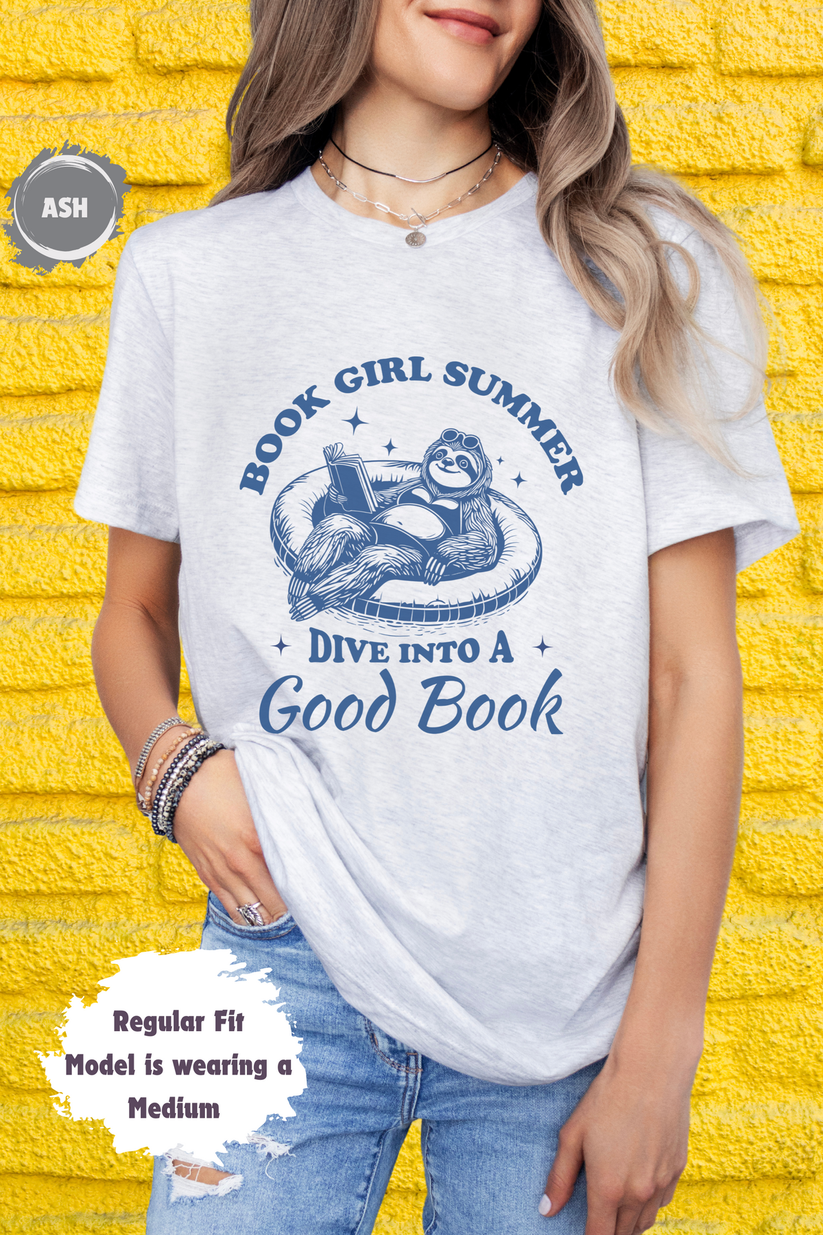 Cute Sloth Book Girl Summer Lazy Day Reading