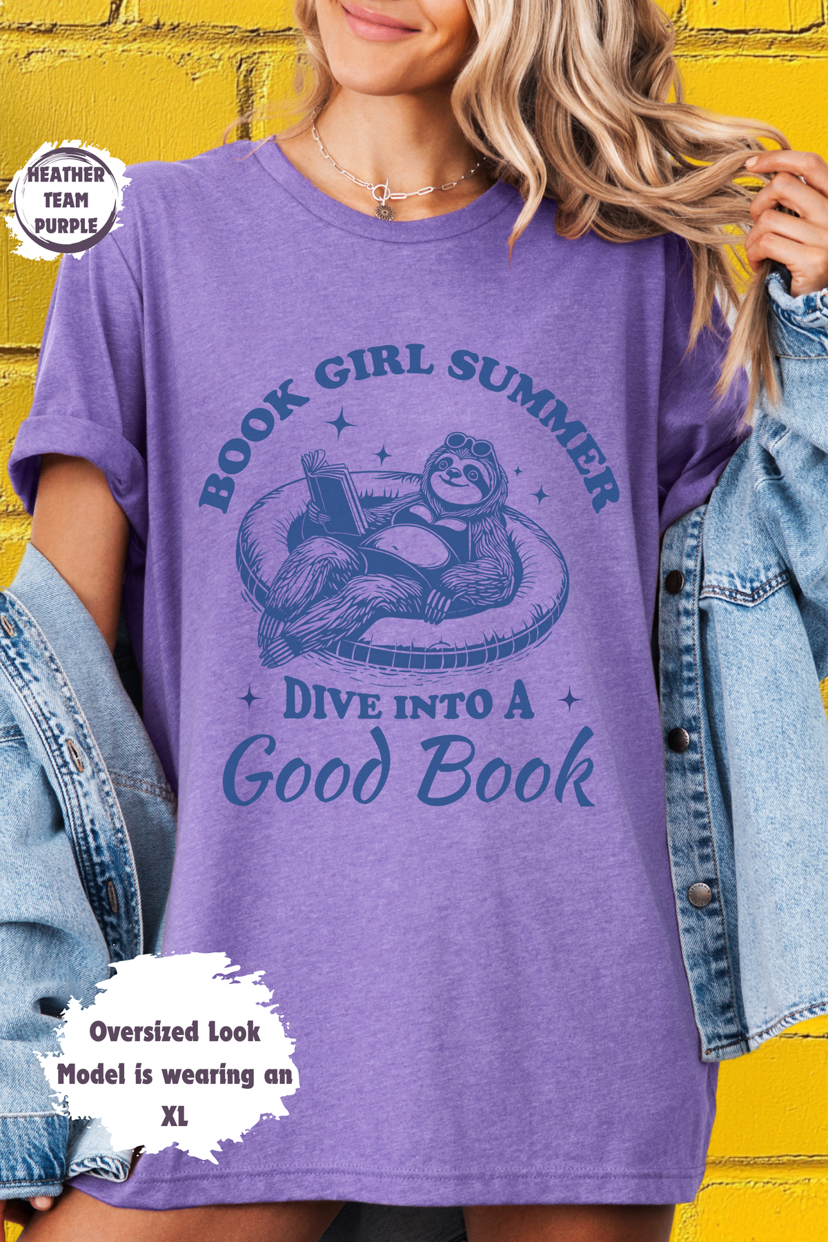 Cute Sloth Book Girl Summer Lazy Day Reading