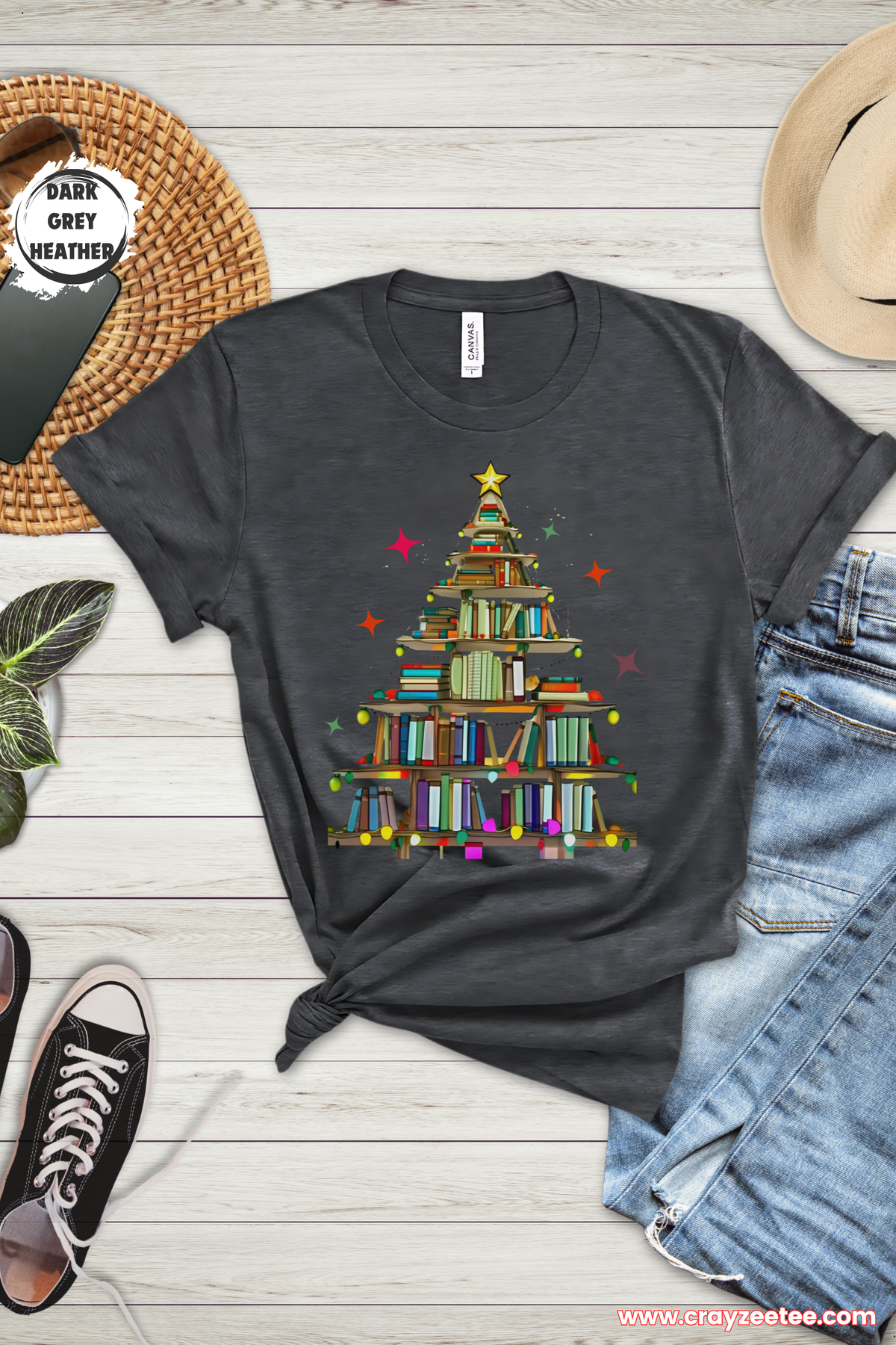 Book Case Christmas Tree Festive Holiday