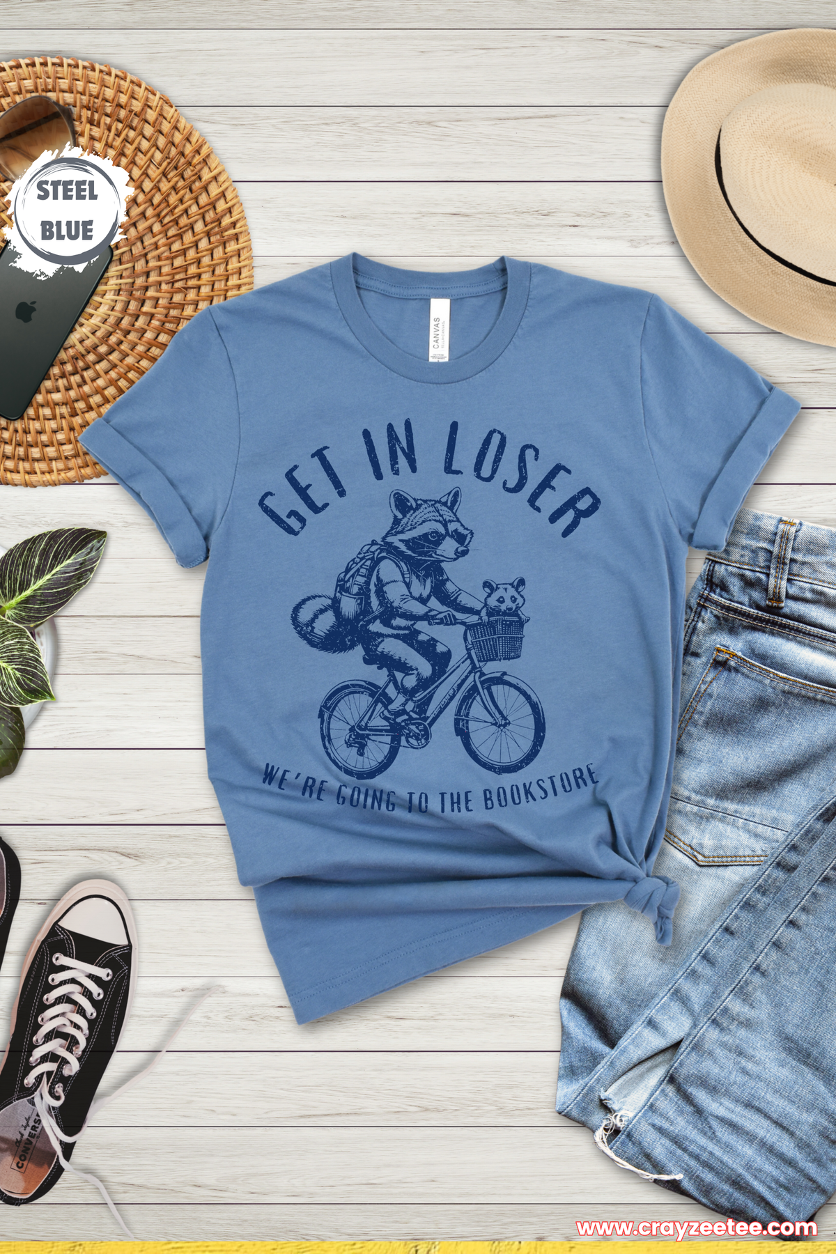 Get in Loser We're Going to the Bookstore Trash Panda Raccoon bookstore mission T-Shirt Book Lover Tee