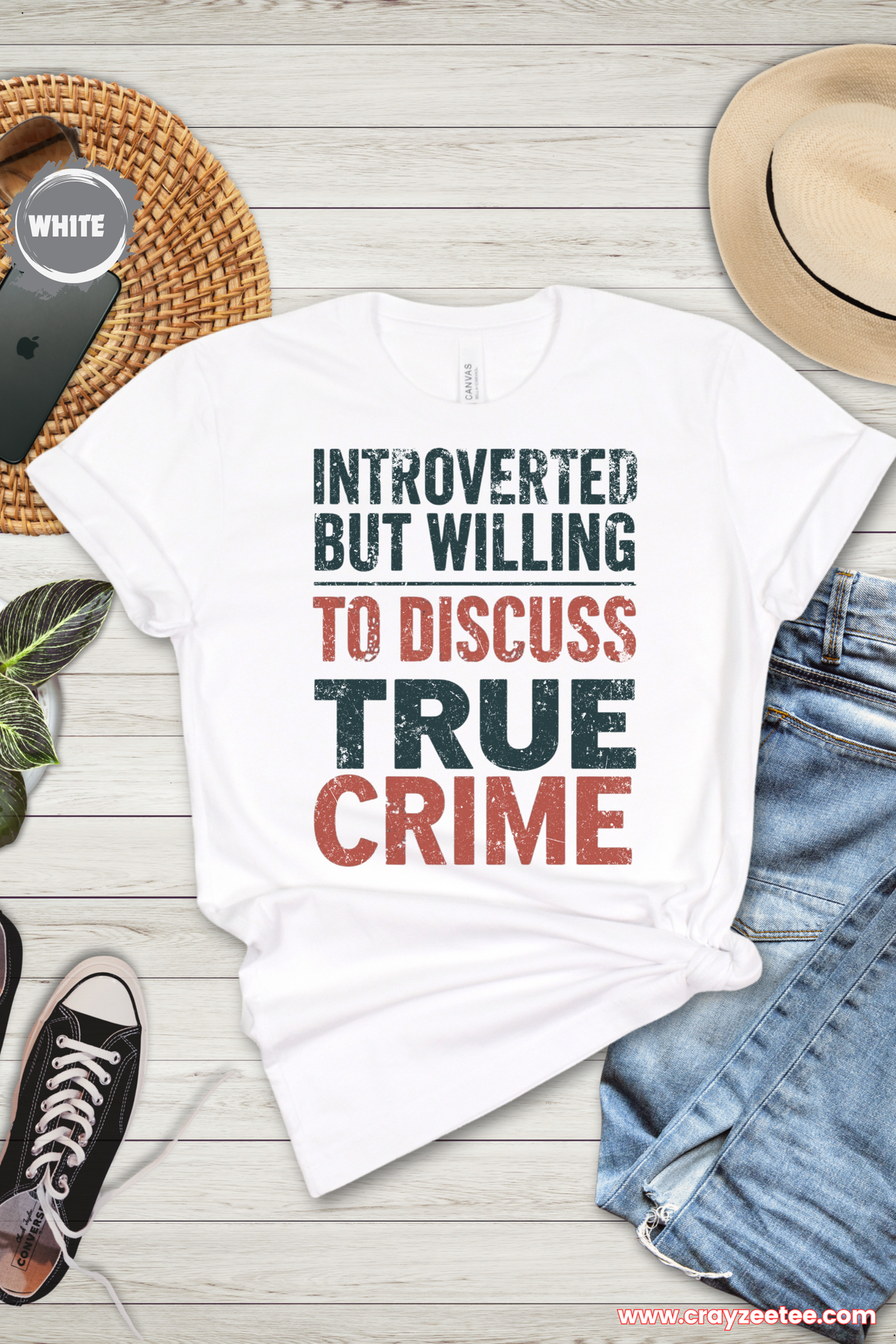 Introverted but Willing to Discuss True Crime Novels T-Shirt Serious Reader Tee