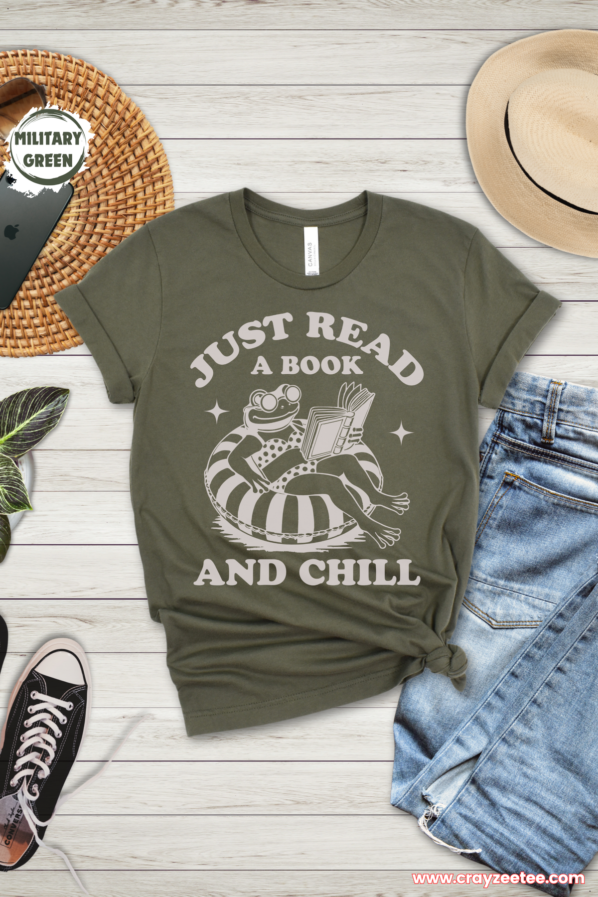 Just Read A Book And Chill Frog T Shirt Lounging Reader Shirt Top Gift For Book Lovers