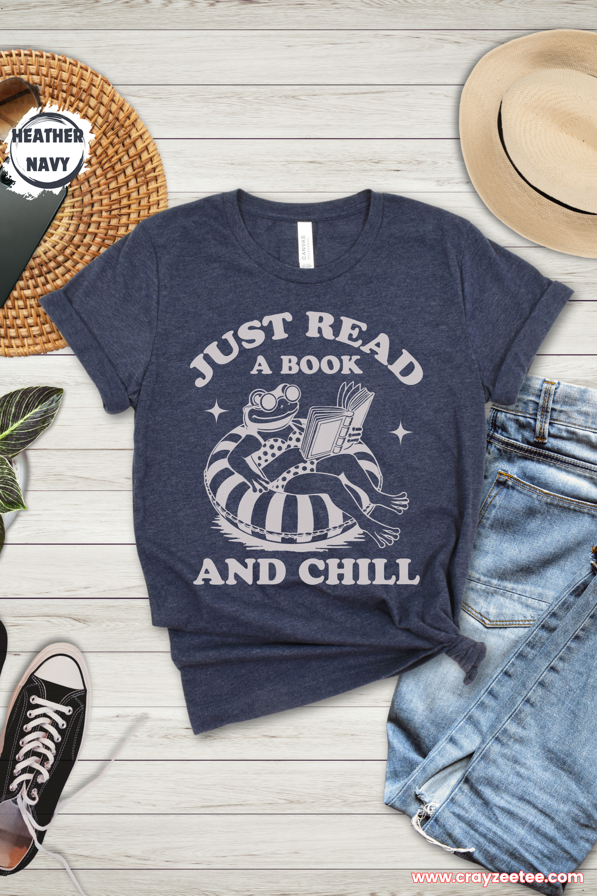 Just Read A Book And Chill Frog T Shirt Lounging Reader Shirt Top Gift For Book Lovers