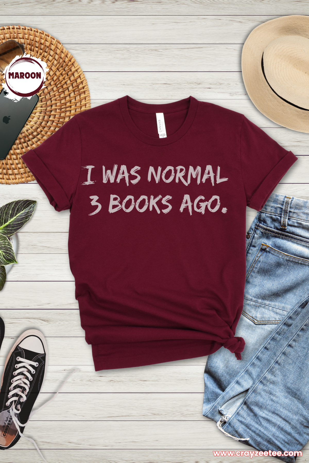 I Was Normal 3 Books Ago T Shirt bold reader Shirt Top bibliophile Gift statement design for book lovers