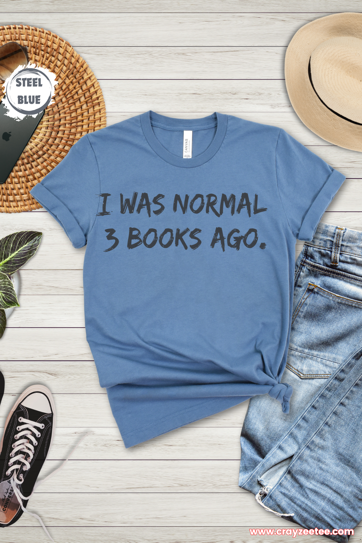 I Was Normal 3 Books Ago T Shirt bold reader Shirt Top bibliophile Gift statement design for book lovers