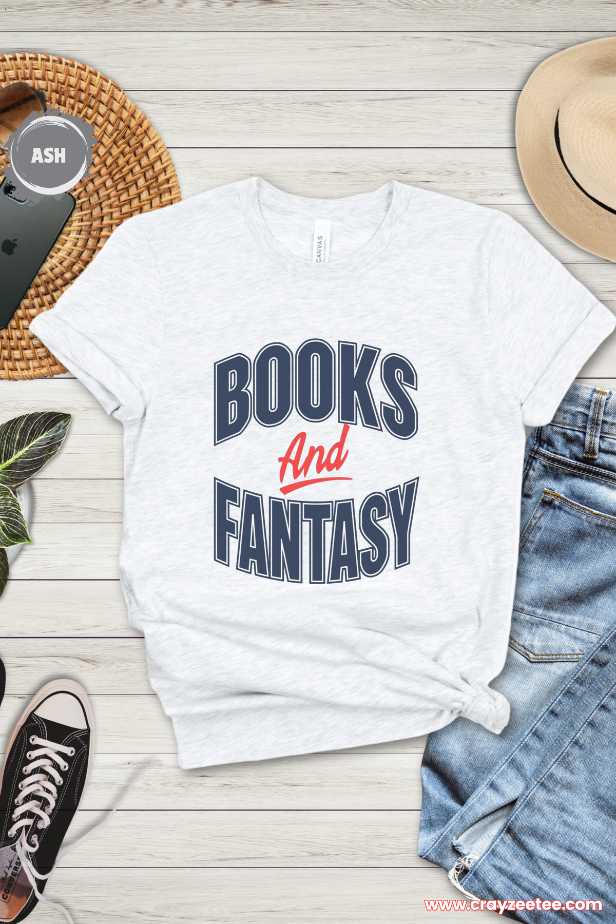 Books And Fantasy bold text T Shirt graphic reader Shirt Top bibliophile Gift statement design for book lovers