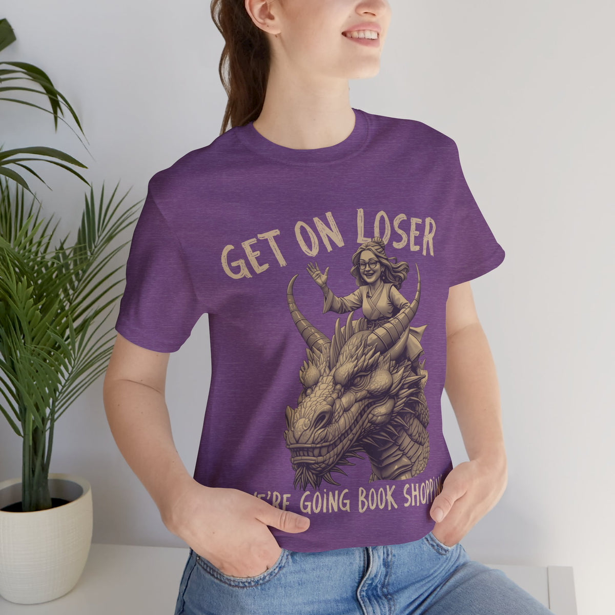 Get on Loser Were going Book Shopping dragon T Shirt fantasy reader Shirt Top bibliophile Gift design for book fans