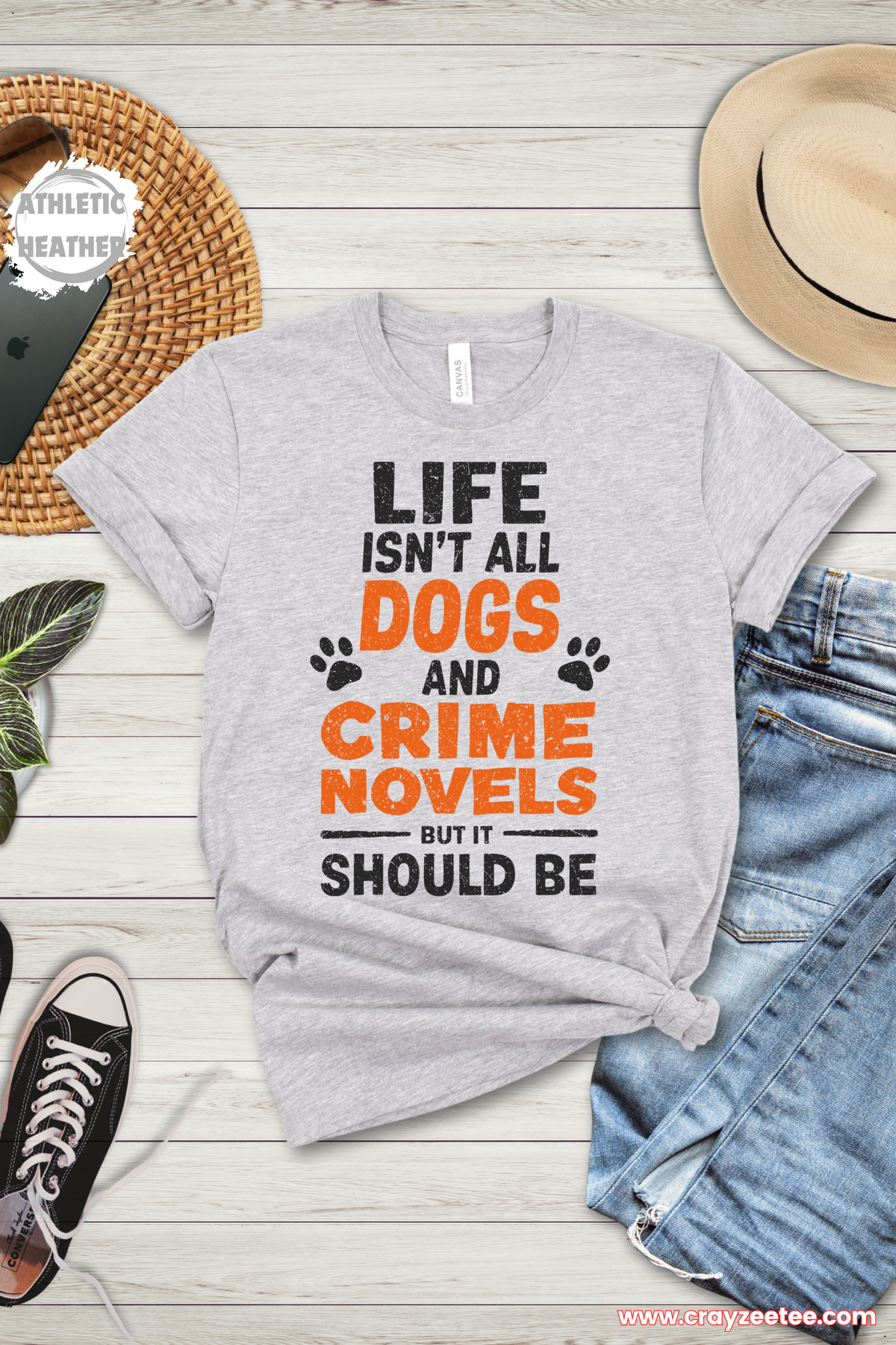 Life Isnt All Dogs and Crime Novels But It Should Be T Shirt bold reader Shirt Top bibliophile Gift design