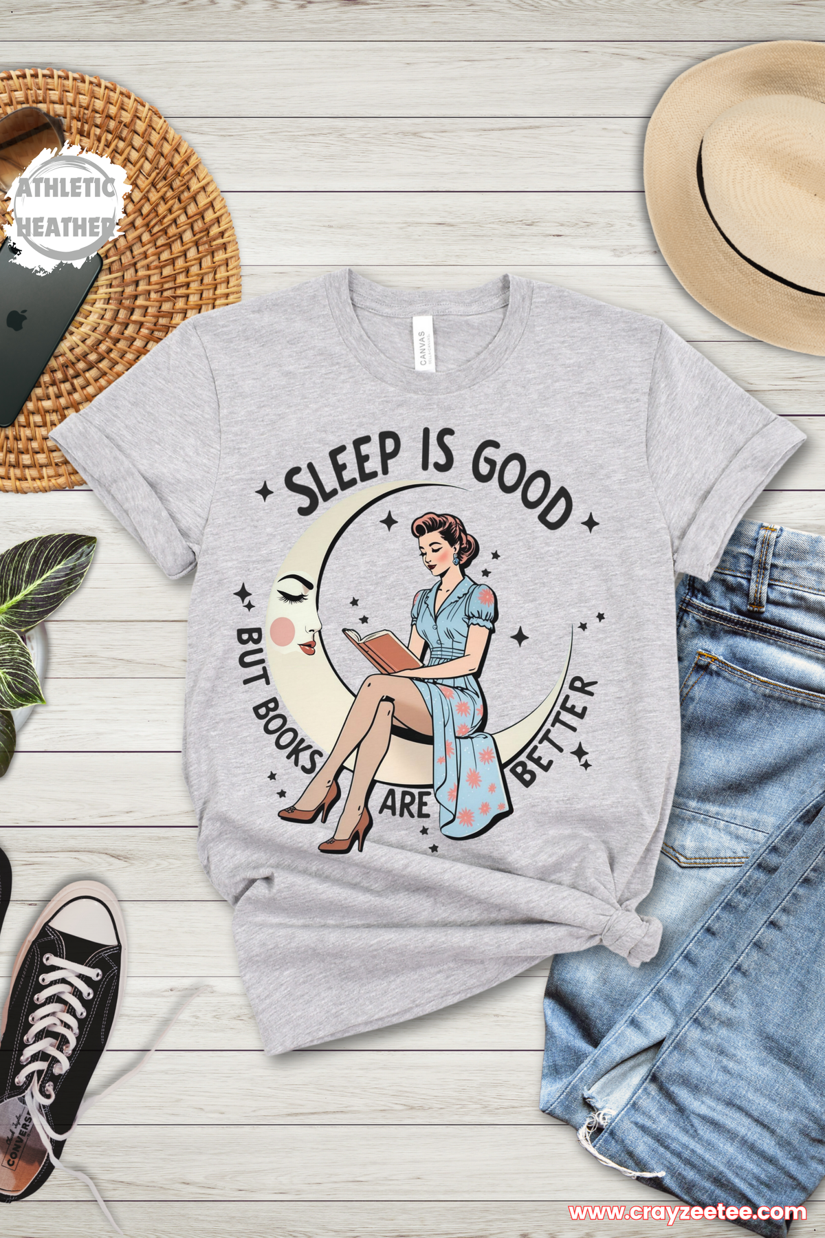 Sleep is Good but Books are Better moon reader TShirt bold reader Shirt Top bibliophile Gift design for book lovers