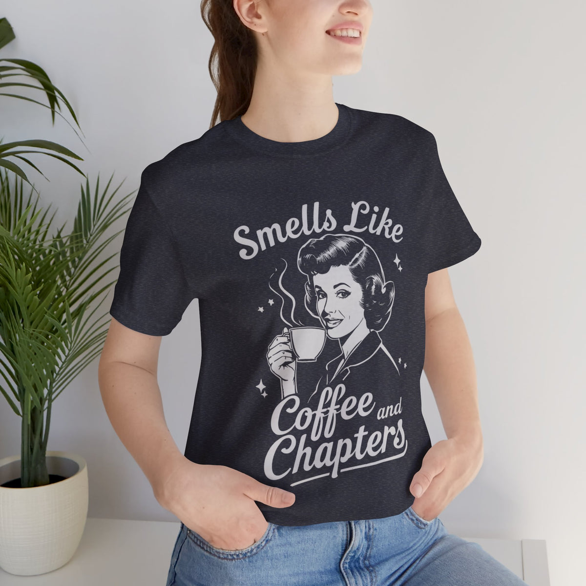 Smells Like Coffee and Chapters retro reader TShirt bold reader Shirt Top bibliophile Gift design for book lovers