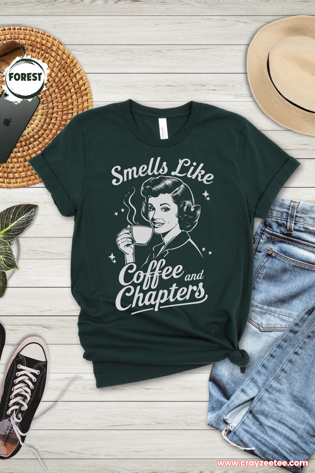 Smells Like Coffee and Chapters retro reader TShirt bold reader Shirt Top bibliophile Gift design for book lovers