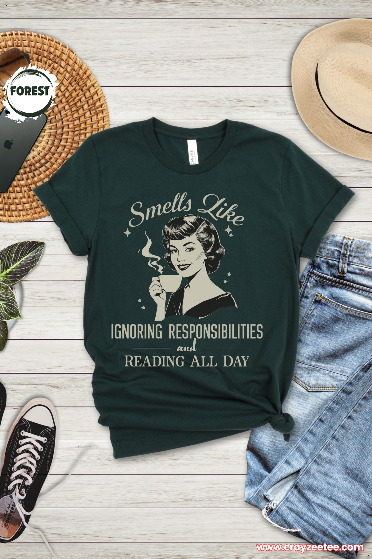 Smells Like Ignoring Responsibilities and Reading All Day retro reader TShirt bold reader Shirt Top bibliophile Gift design